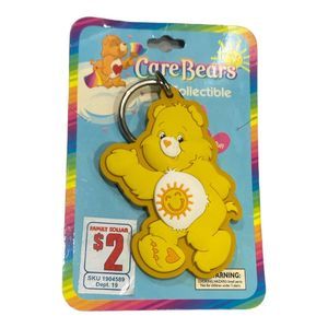 Care Bear Funshine Bear Yellow Keychain Key Ring 2003 Tri-Star *New